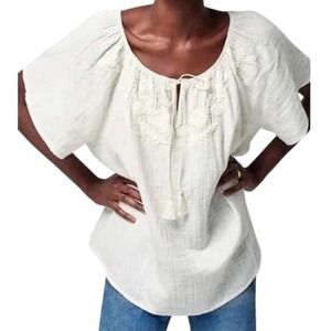 Faherty Womens M Florence Organic Cotton Gauze Trapeze Blouse